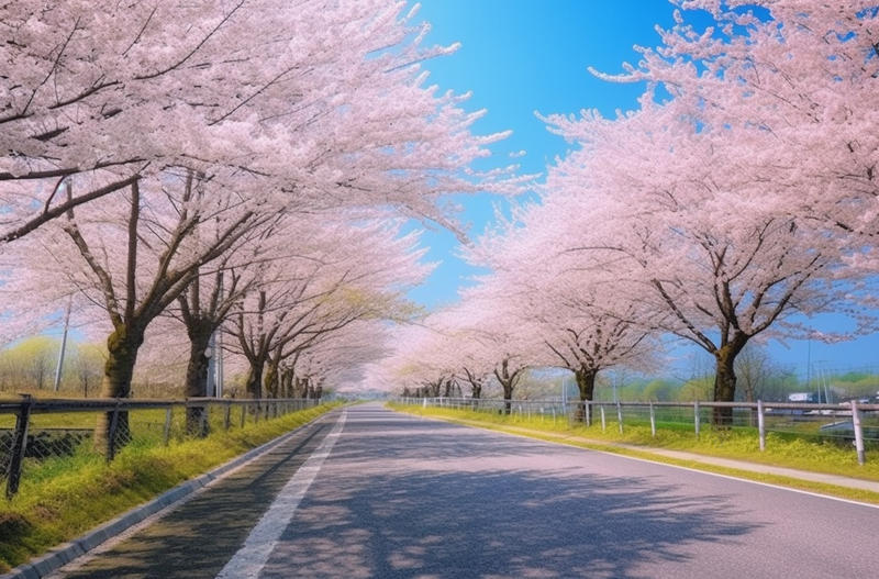浪漫道路两边的粉色樱花盛开浪漫,高清,摄影图,摄影图片,图片大全,摄影图免费下载